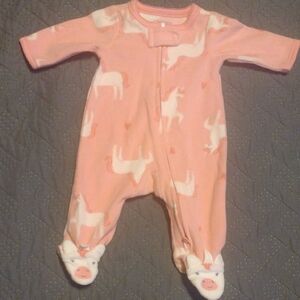 Carter's Pink and White Footies with Unicorn Design​​